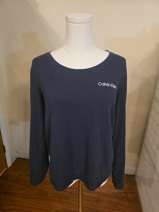 Calvin Klein Tops - Calvin Klein Women's Dark Navy Long-Sleeve Logo Tee